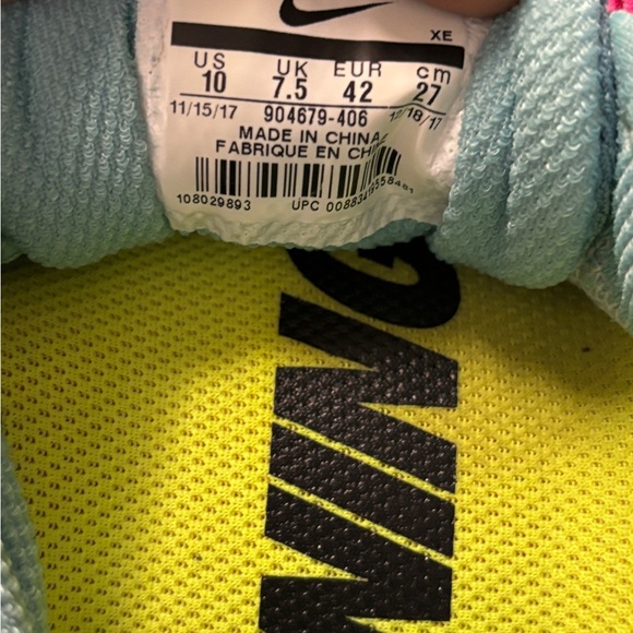 Nike Air Zoom Pegasus 34 Women's Sneaker Running Shoe Size 10 Blue Racer Pink - Picture 11 of 11